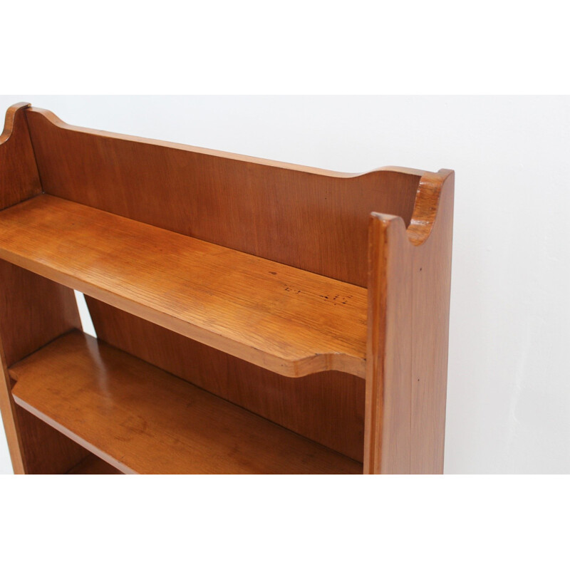 Little vintage oak wood bookshelf 1950s