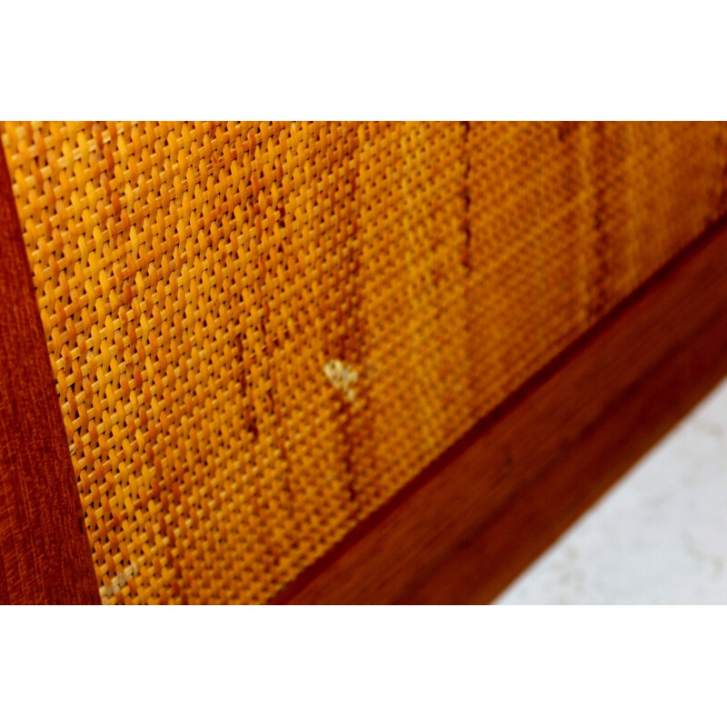 Vintage teak and wicker bookcase, Yngvar Sandström, NK Verkstäder, Sweden, 1960