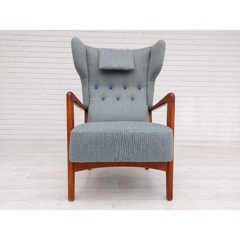 Vintage armchair wool fabrics Danish  by Fritz Hansen 1950s