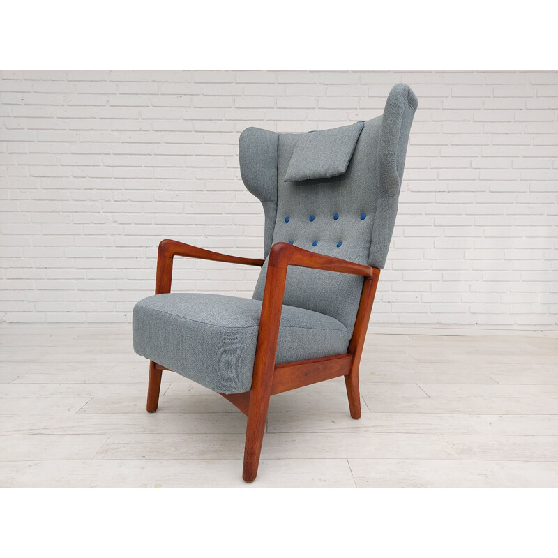 Vintage armchair wool fabrics Danish  by Fritz Hansen 1950s