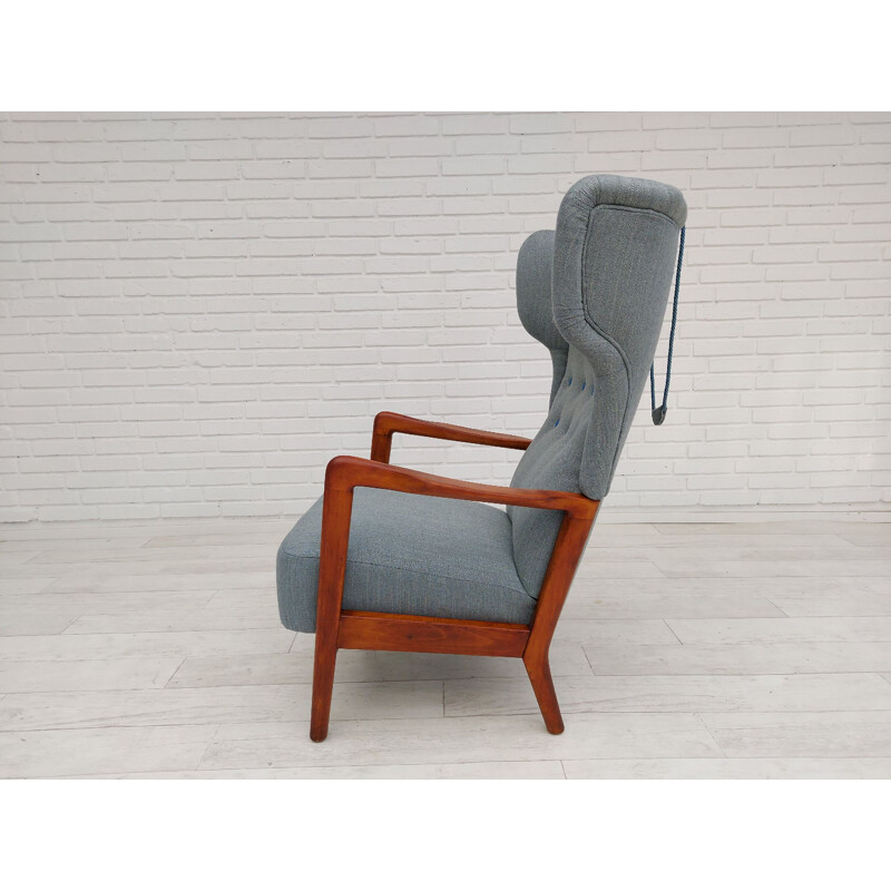 Vintage armchair wool fabrics Danish  by Fritz Hansen 1950s