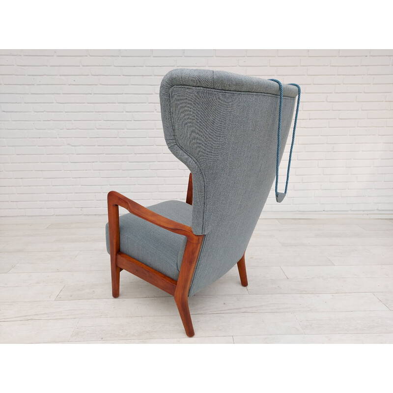 Vintage armchair wool fabrics Danish  by Fritz Hansen 1950s