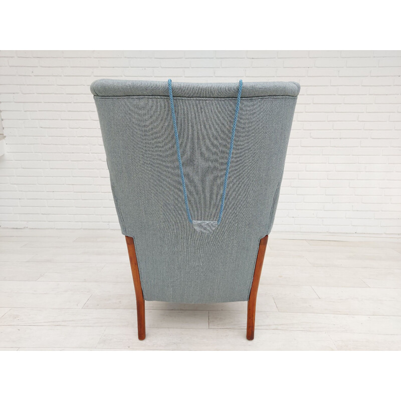 Vintage armchair wool fabrics Danish  by Fritz Hansen 1950s