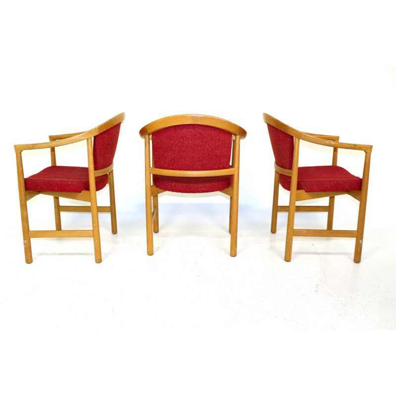 Set of 6 vintage beechwood armchairs, 1970