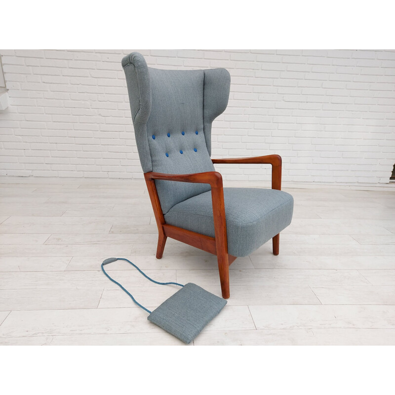 Vintage armchair wool fabrics Danish  by Fritz Hansen 1950s