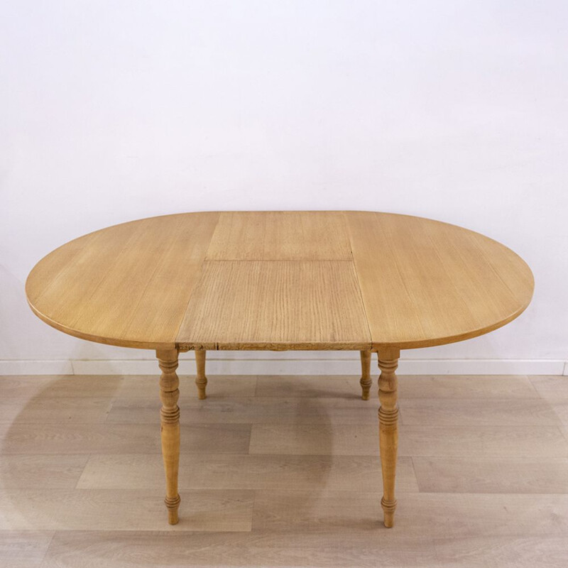 Vintage Round Extendable Wooden Dinning Table, Spain, 1950s