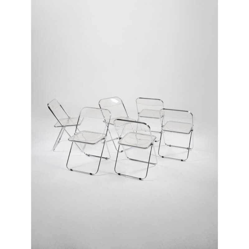 Set of 4 vintage Plia Folding Chairs by Giancarlo Piretti for Castelli Anonima Castelli, 1960s