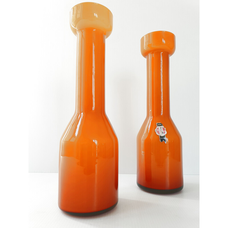 Pair of vintage Murano glass vases by AV Mazzega, 1960