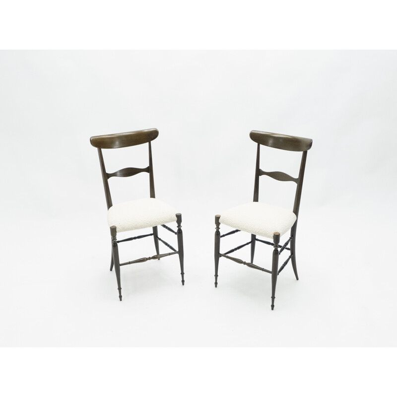 Set van 4 vintage Campanino Chiavari notenhouten stoelen van Fratelli Levaggi 1950