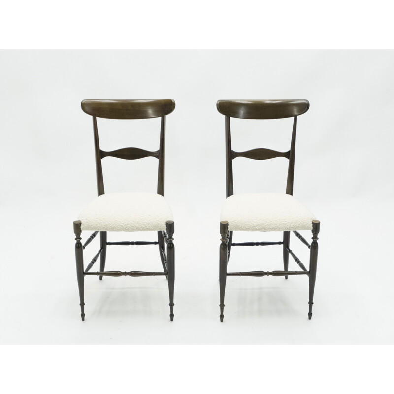 Set of 4 vintage Campanino Chiavari walnut chairs by Fratelli Levaggi 1950