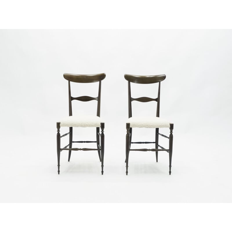 Set of 4 vintage Campanino Chiavari walnut chairs by Fratelli Levaggi 1950