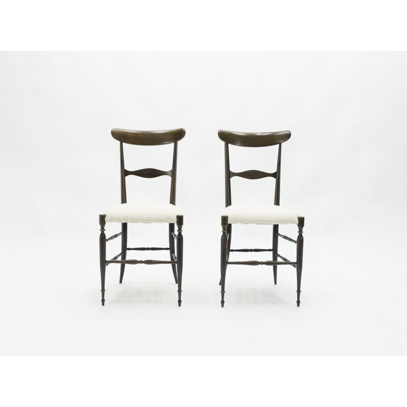 Set of 4 vintage Campanino Chiavari walnut chairs by Fratelli Levaggi 1950