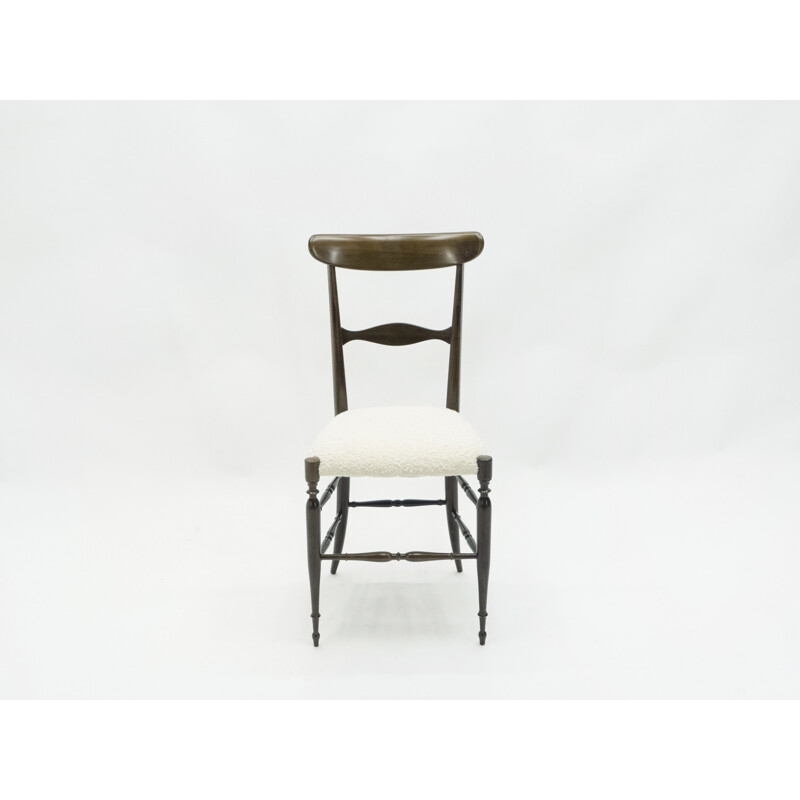 Set of 4 vintage Campanino Chiavari walnut chairs by Fratelli Levaggi 1950