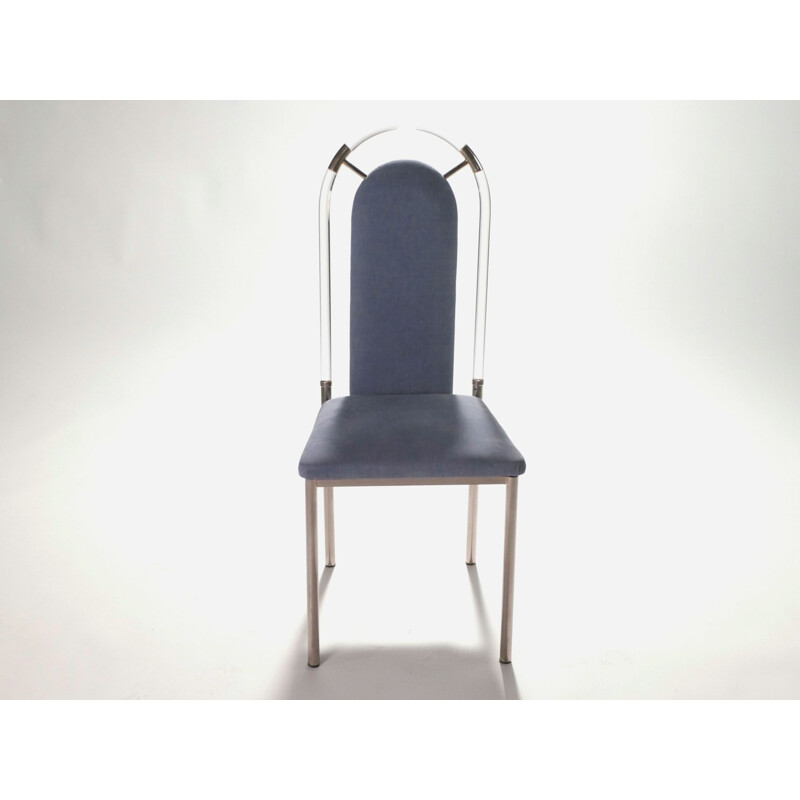 Série de 6 chaises vintage plexiglass Maison Jansen 1970