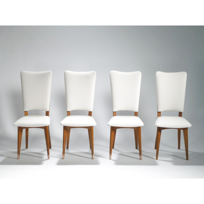 Set of 4 Vintage teak chairs with  scandinavian upholstery 1960's