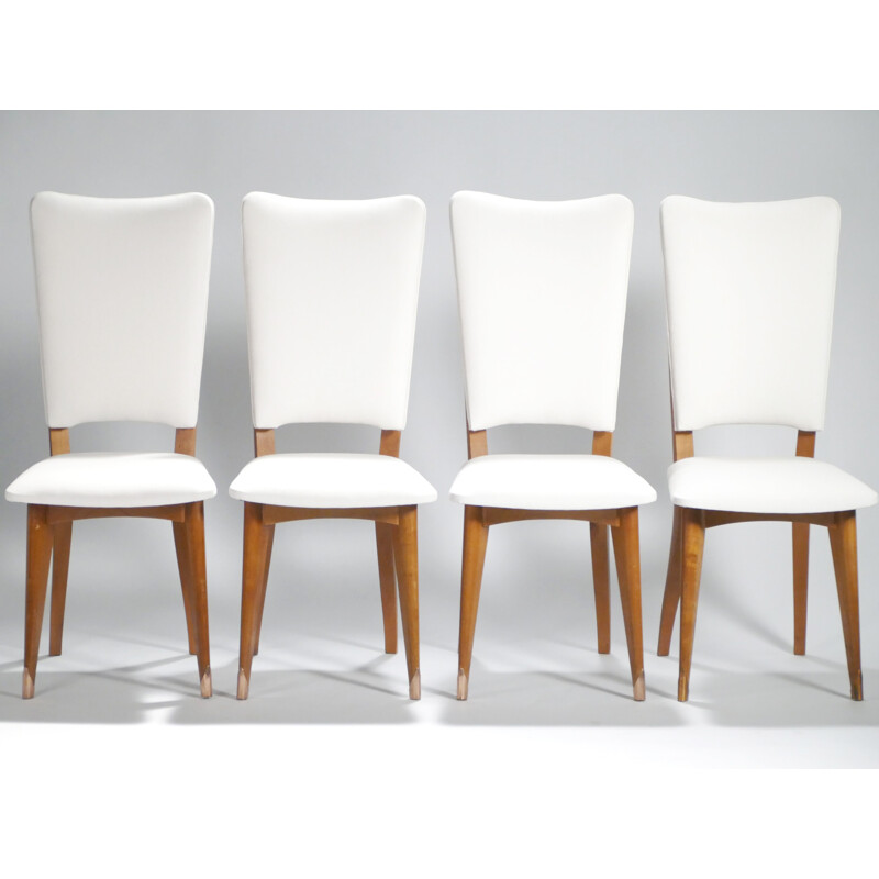 Set of 4 Vintage teak chairs with  scandinavian upholstery 1960's