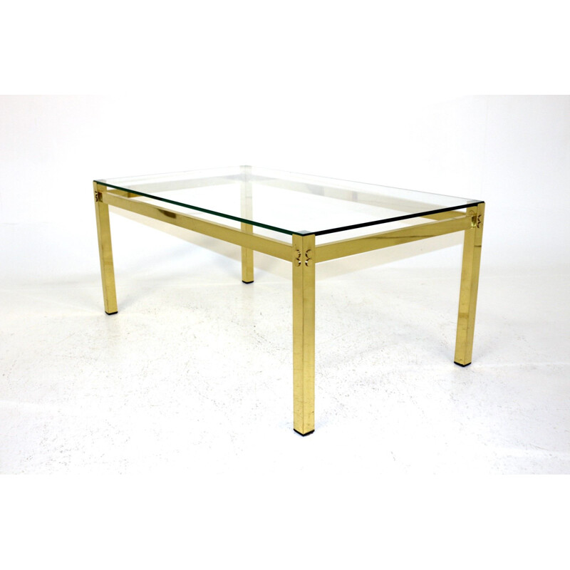 Vintage metal and glass coffee table, Sweden 1970