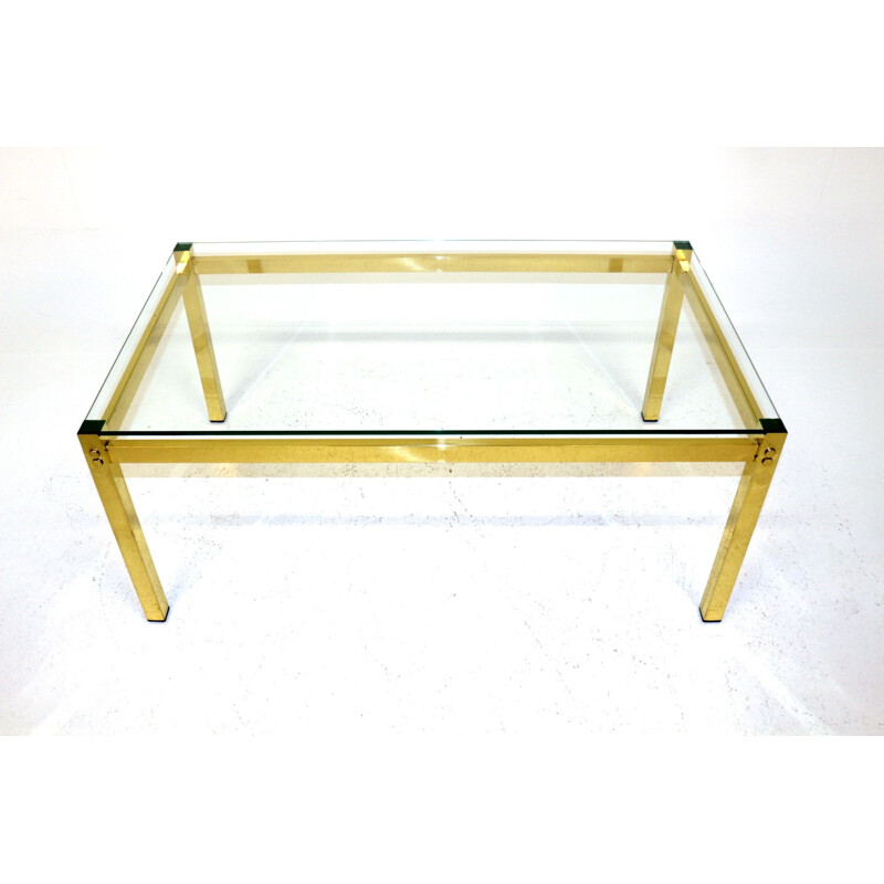 Vintage metal and glass coffee table, Sweden 1970