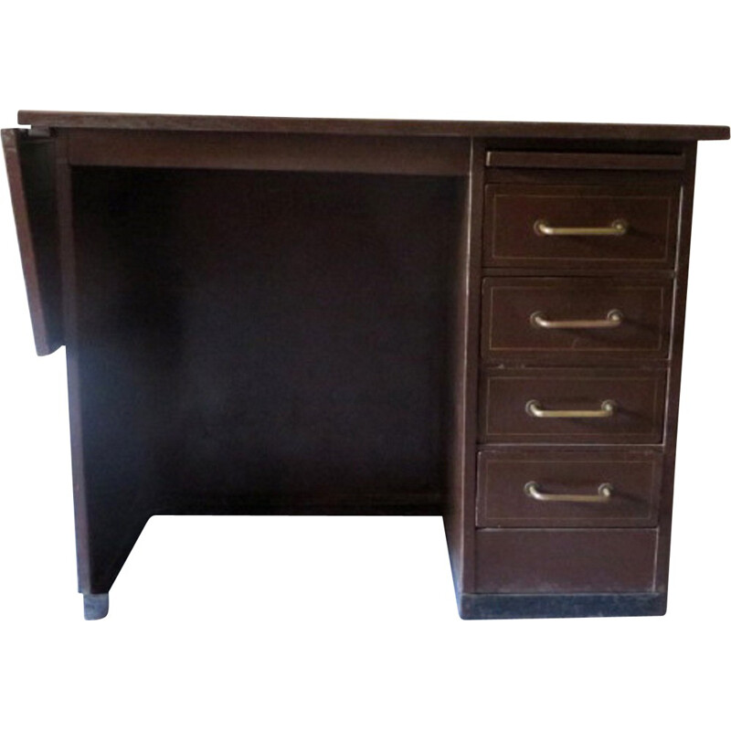 Bureau Roneo français marron en métal - 1960