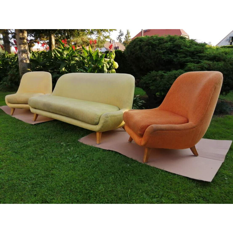 Ensemble de  fauteuils vintage et canapé Walter Knoll 1960