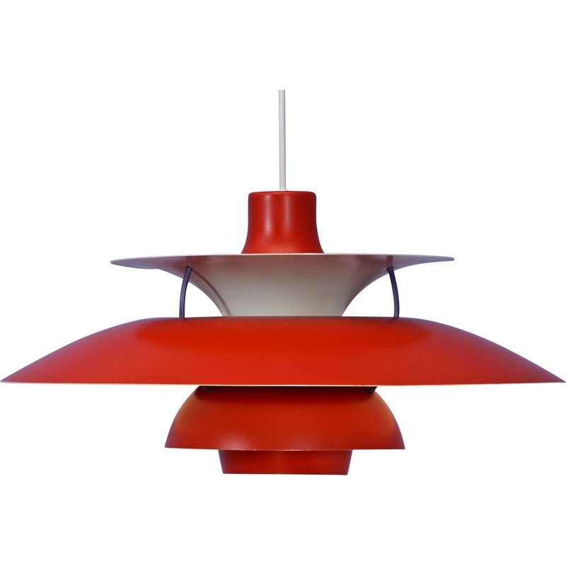 Vintage PH5 pendant in red by Poul Henningsen for Louis Poulsen Danish  1970s