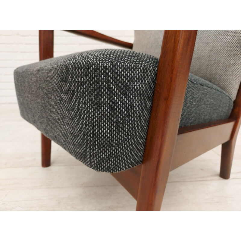 Vintage armchair, reupholstered wool fabrics by Fritz Hansen, Danish 1950s