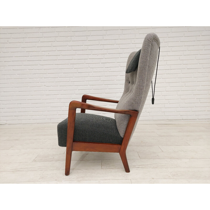 Vintage armchair, reupholstered wool fabrics by Fritz Hansen, Danish 1950s