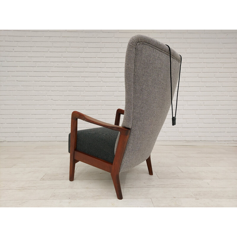 Vintage armchair, reupholstered wool fabrics by Fritz Hansen, Danish 1950s