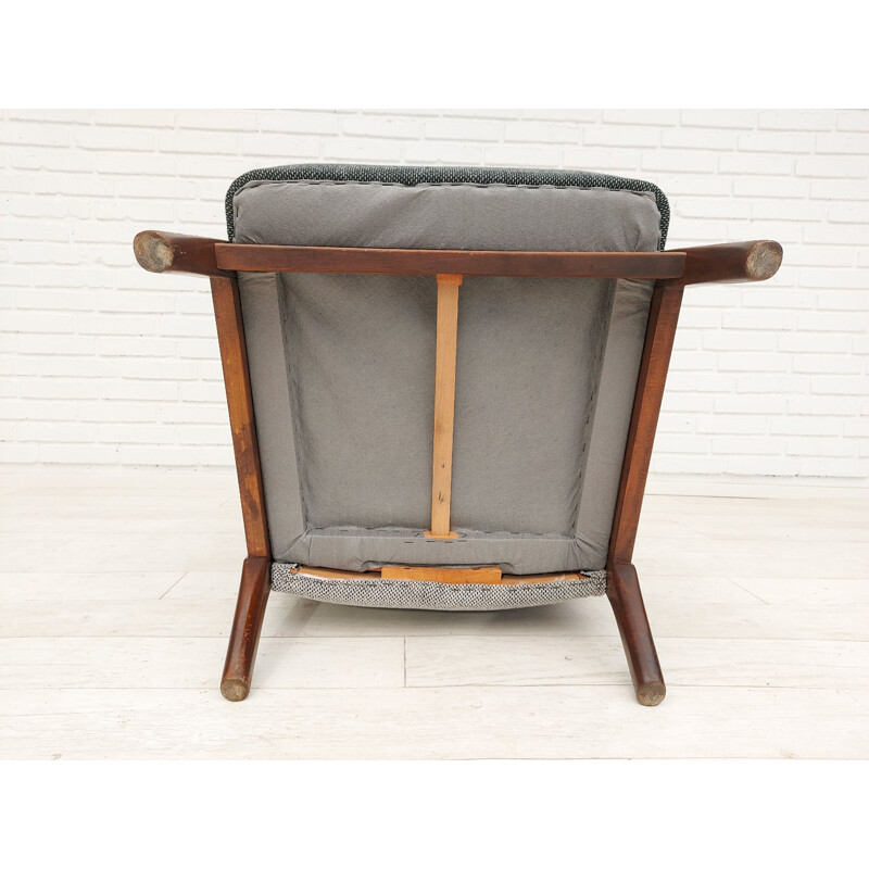 Vintage armchair, reupholstered wool fabrics by Fritz Hansen, Danish 1950s