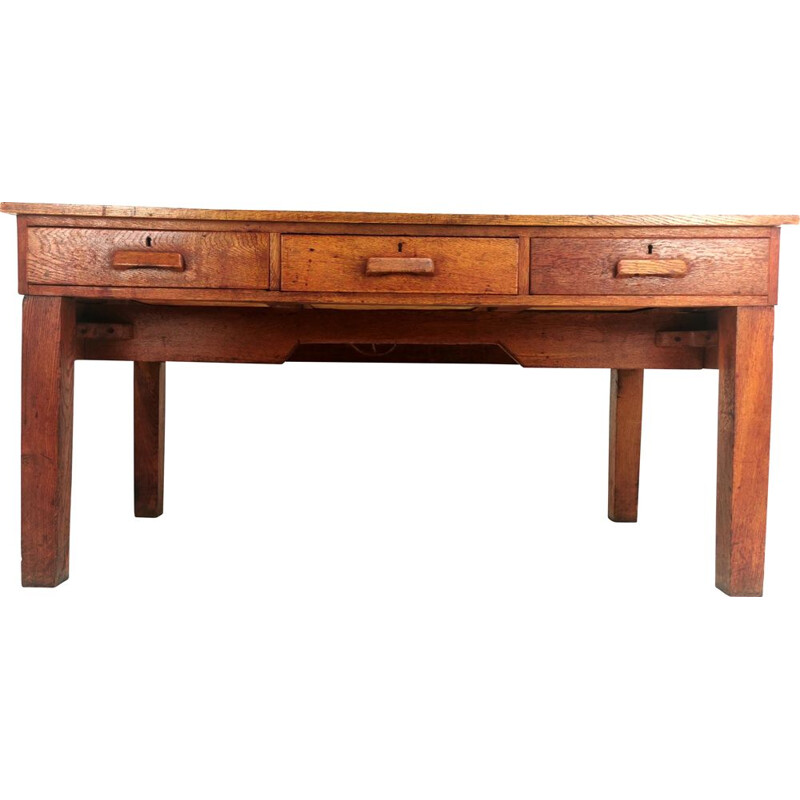 Vintage Oak British Architect Draughtsmans Desk