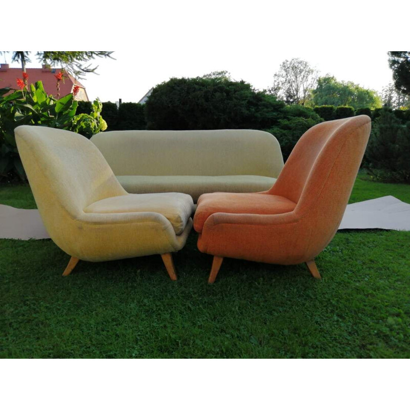 Set of armchairs and sofa Walter Knoll 1960