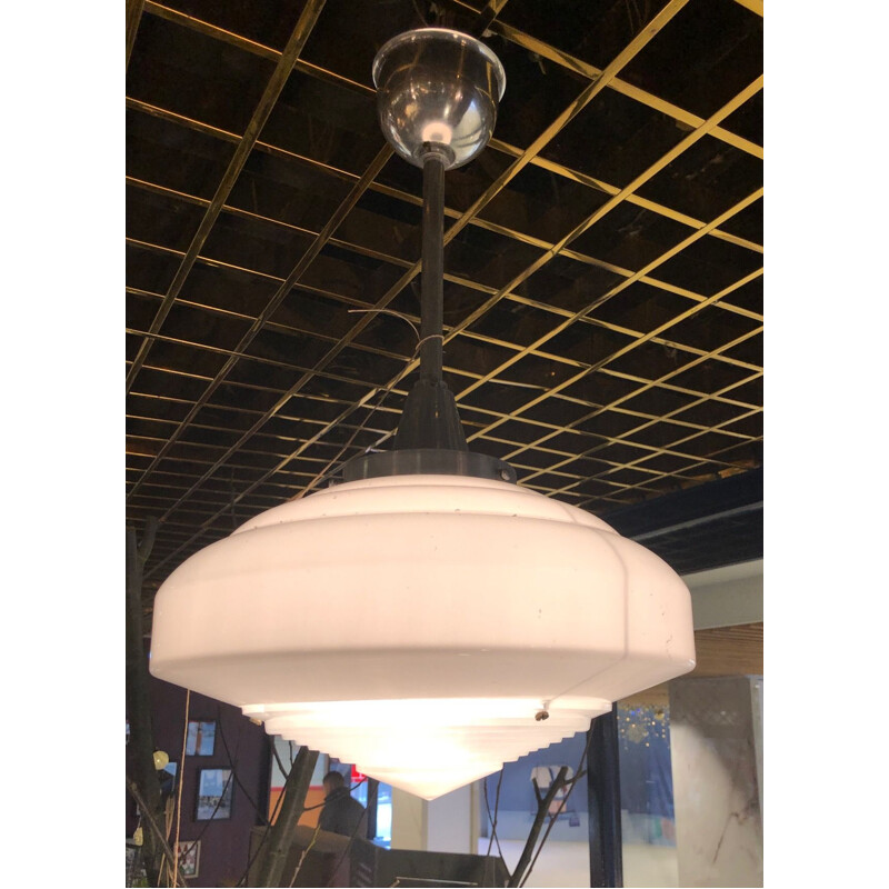 Vintage holophane opaline pendant lamp