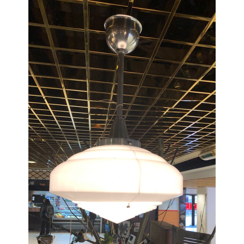 Vintage holophane opaline pendant lamp