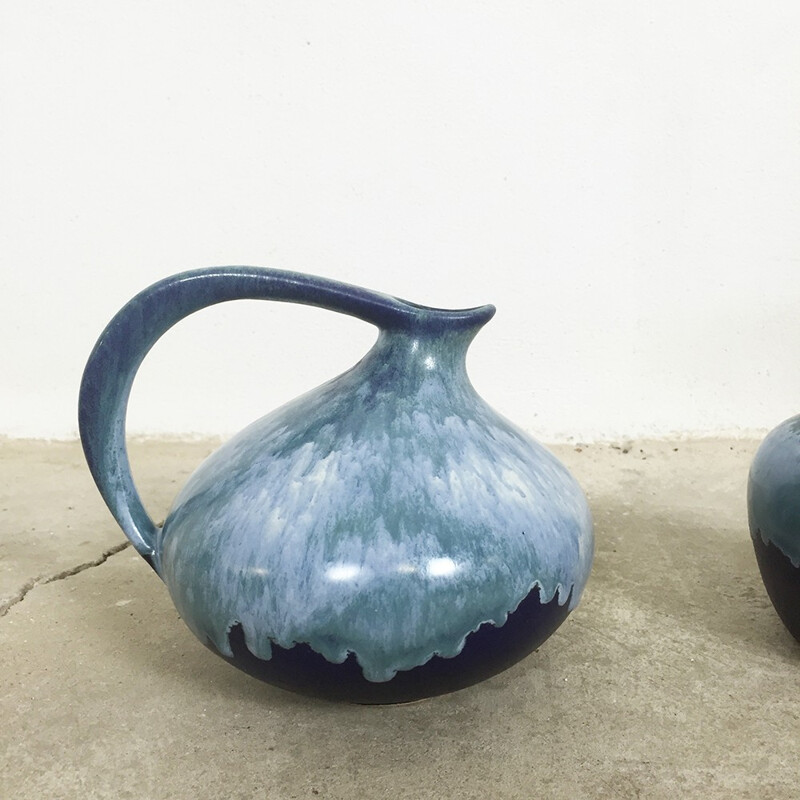 Set of 2 Ruscha Art vases in Fat Lava ceramic - 1970s