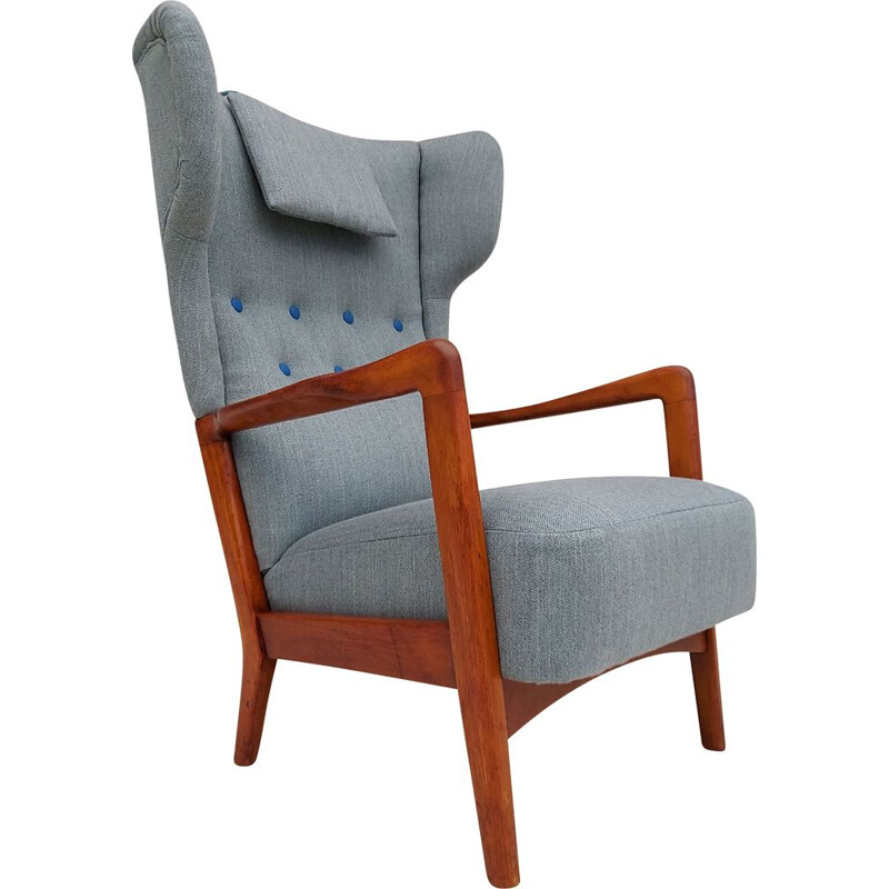 Vintage armchair wool fabrics Danish  by Fritz Hansen 1950s