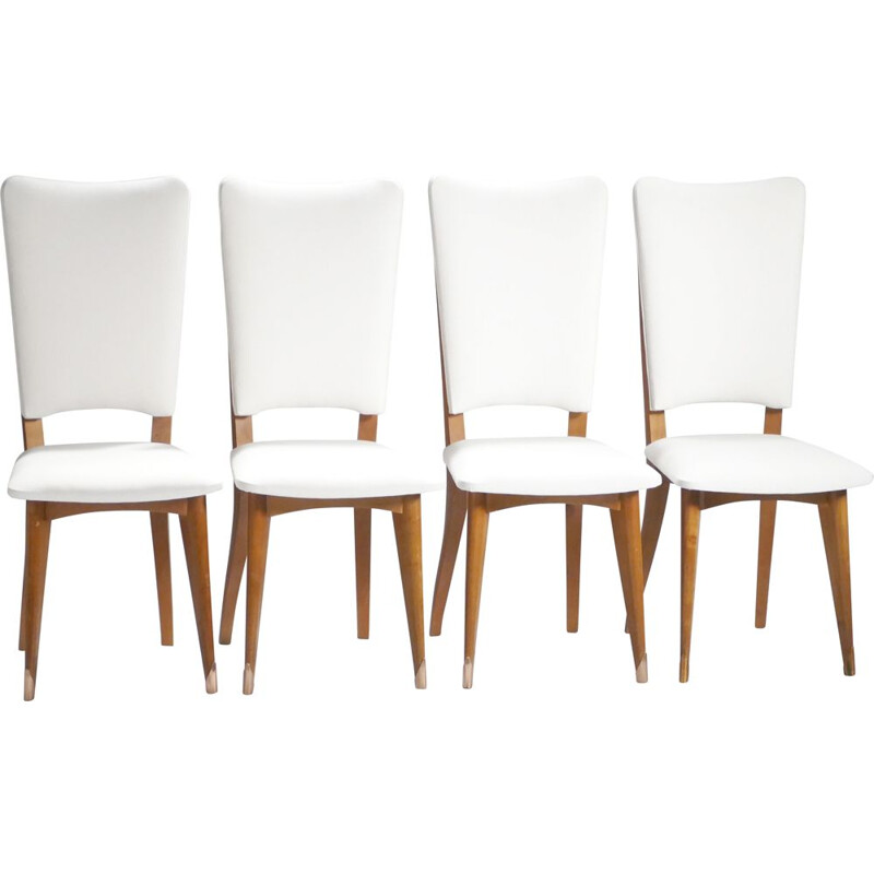 Set of 4 Vintage teak chairs with  scandinavian upholstery 1960's