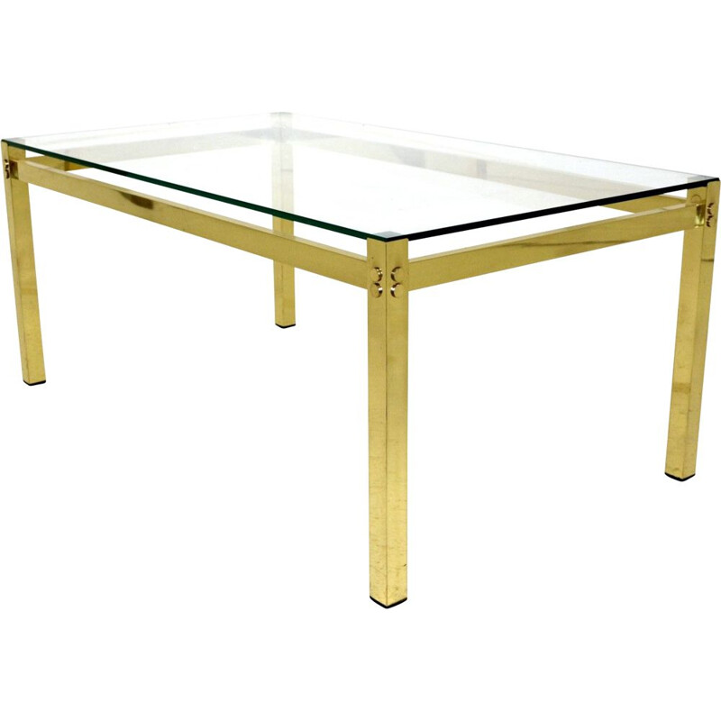 Vintage metal and glass coffee table, Sweden 1970