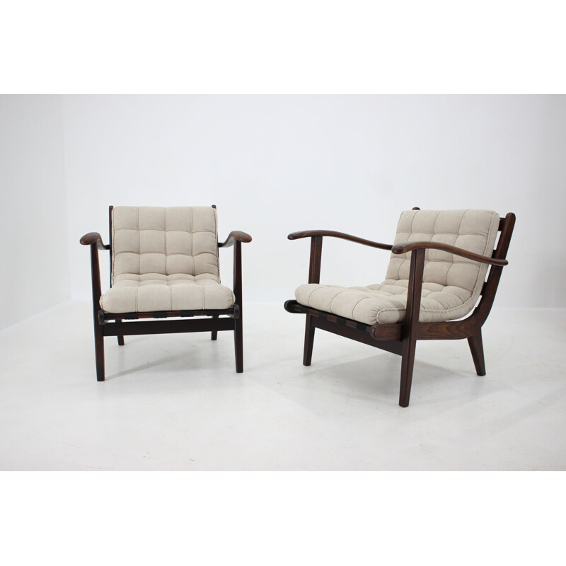 Pair of vintage Armchair Karel Koželka, Antonín Kropáček Czechoslovakia 1940s