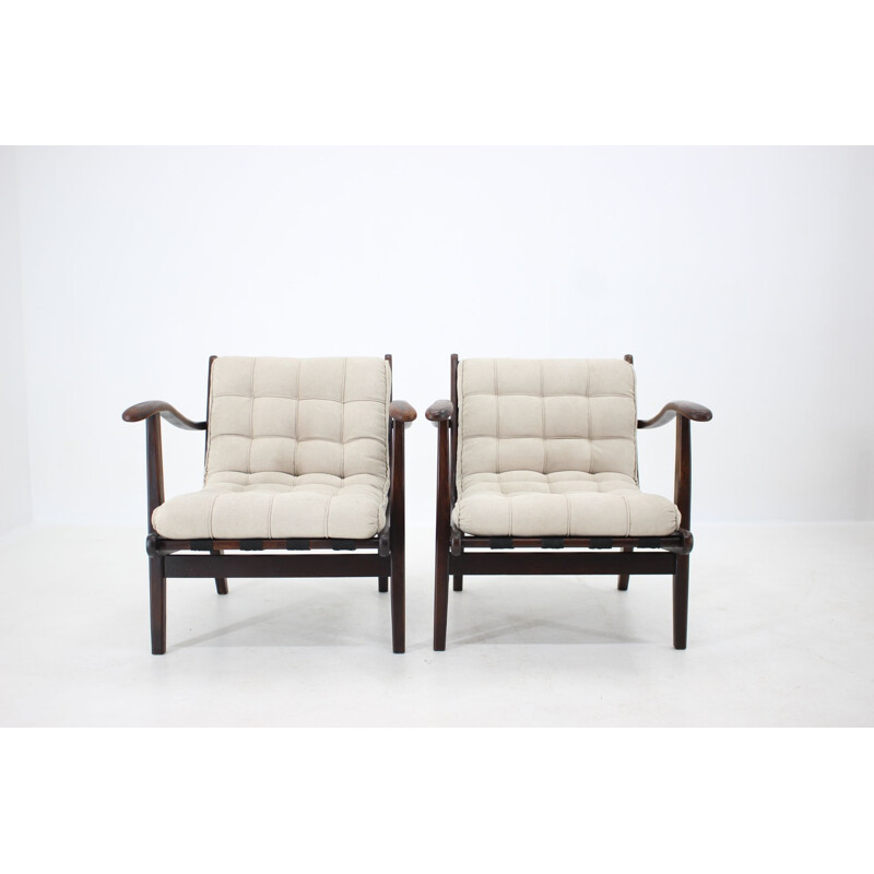 Pair of vintage Armchair Karel Koželka, Antonín Kropáček Czechoslovakia 1940s