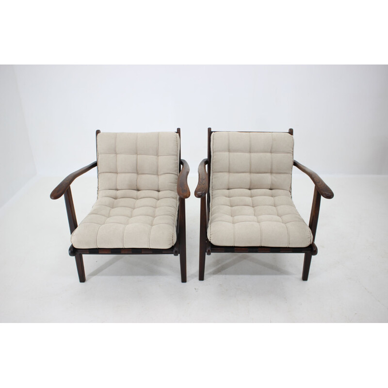 Pair of vintage Armchair Karel Koželka, Antonín Kropáček Czechoslovakia 1940s