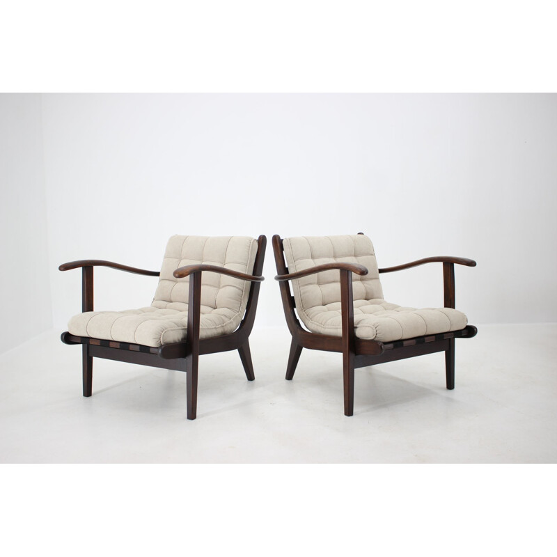 Paire de fauteuils vintage Karel Koželka, Antonín Kropáček Tchécoslovaquie 1940s