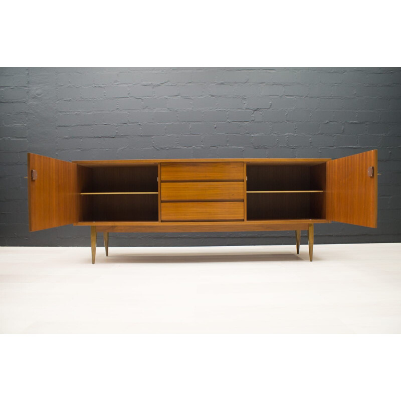 Large vintage Walnut Sideboard with Filigree Feet German  1960s