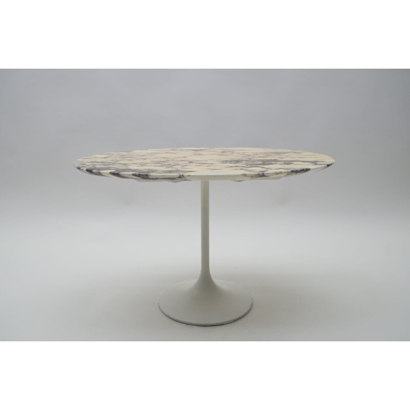 Vintage Oval Marble Side Table on Tulip Base, 1960s