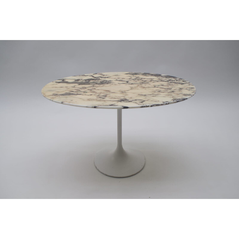 Vintage Oval Marble Side Table on Tulip Base, 1960s