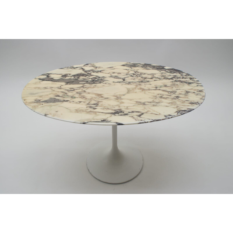 Vintage Oval Marble Side Table on Tulip Base, 1960s