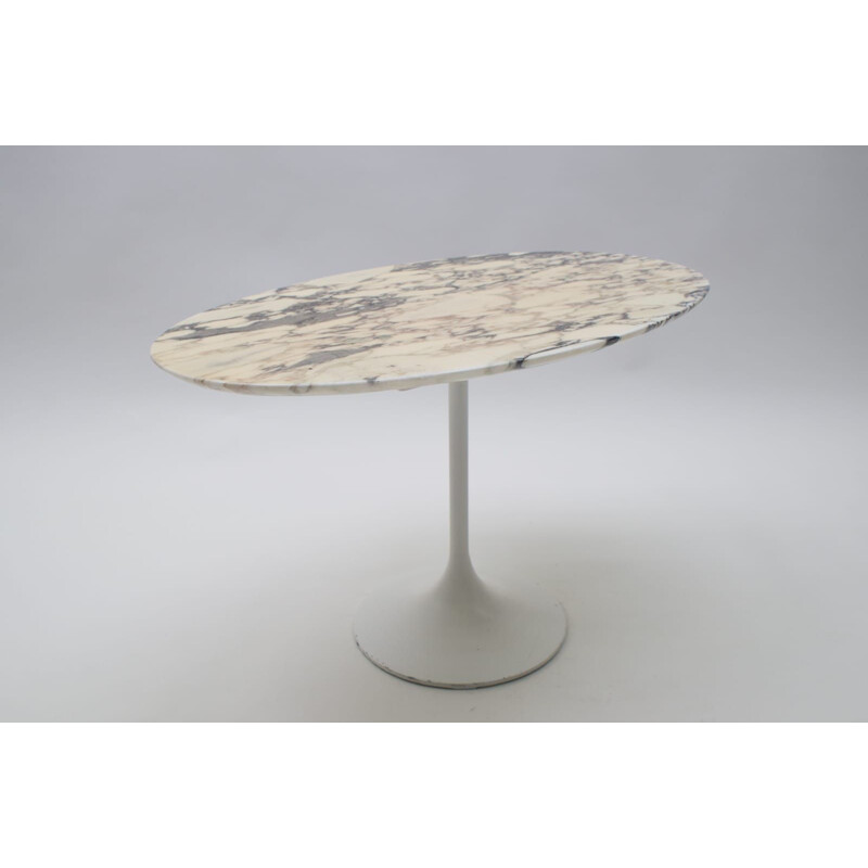 Vintage Oval Marble Side Table on Tulip Base, 1960s