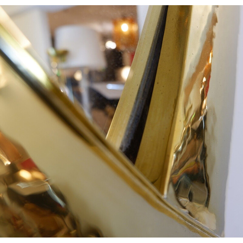 Specchio vintage in ottone martellato