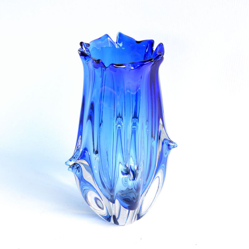 Vintage Cobalt vase by J. Beranek Skrdlovice, Czechoslovakia, 1960s