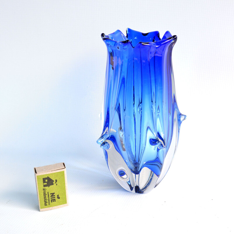 Vintage Cobalt vase by J. Beranek Skrdlovice, Czechoslovakia, 1960s