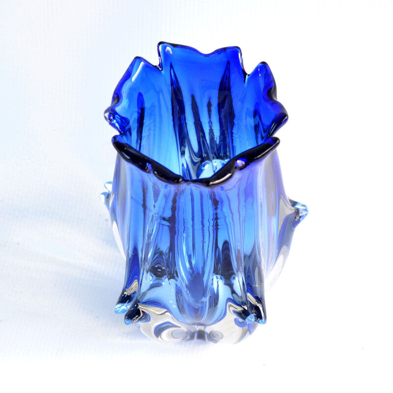 Vintage Cobalt vase by J. Beranek Skrdlovice, Czechoslovakia, 1960s